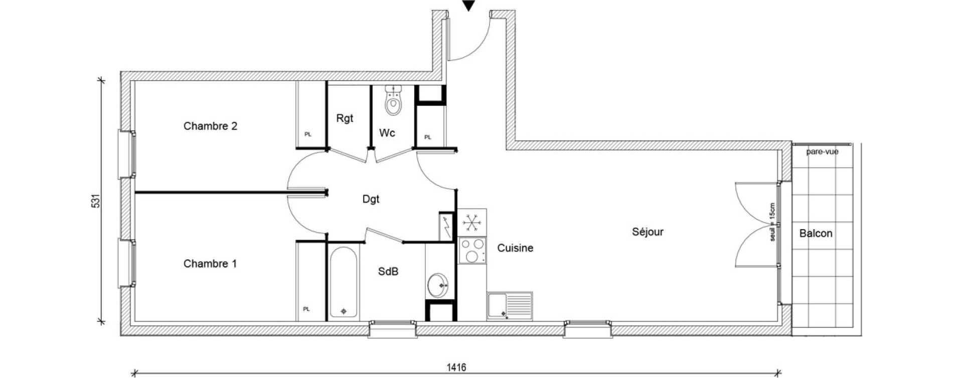 Appartement T3 de 65,60 m2 &agrave; Buchelay Centre