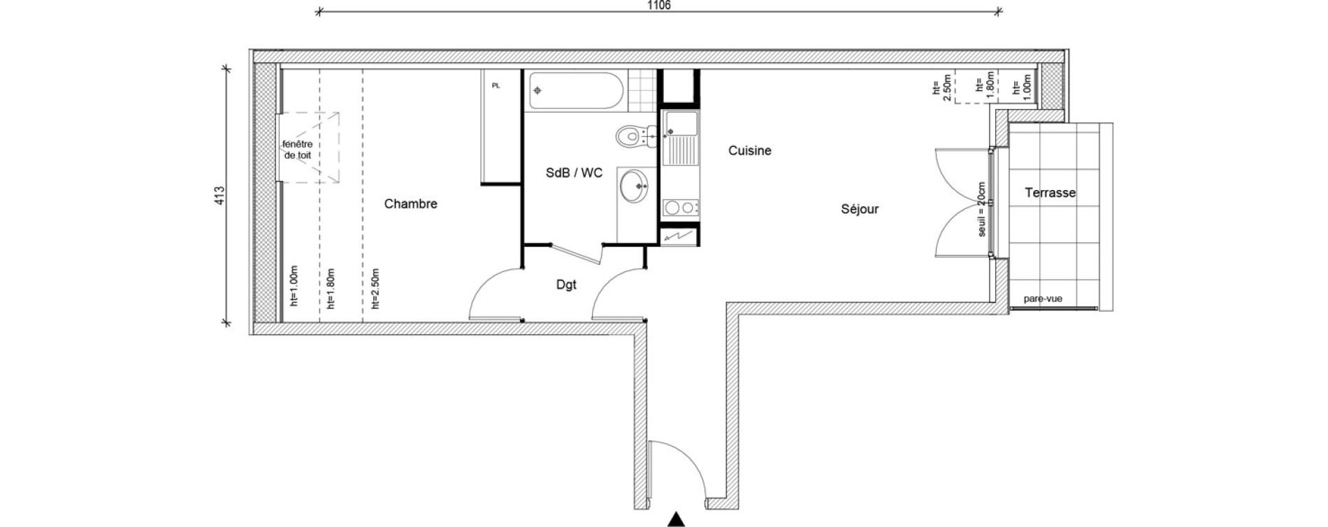Appartement T2 de 46,24 m2 &agrave; Buchelay Centre