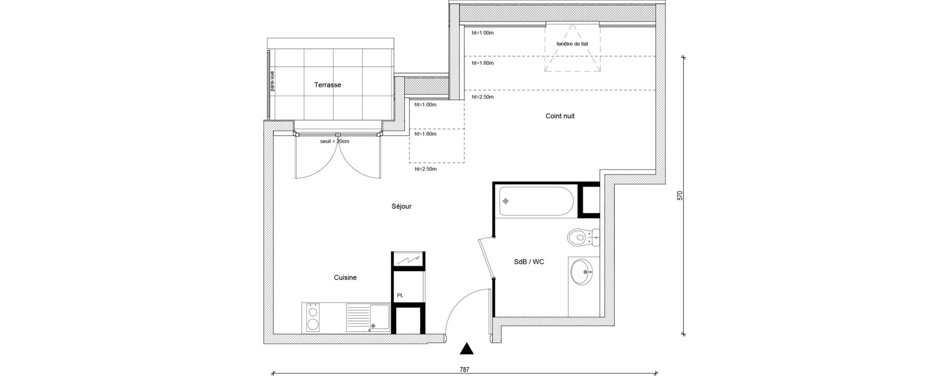 Appartement T1 bis de 32,80 m2 &agrave; Buchelay Centre