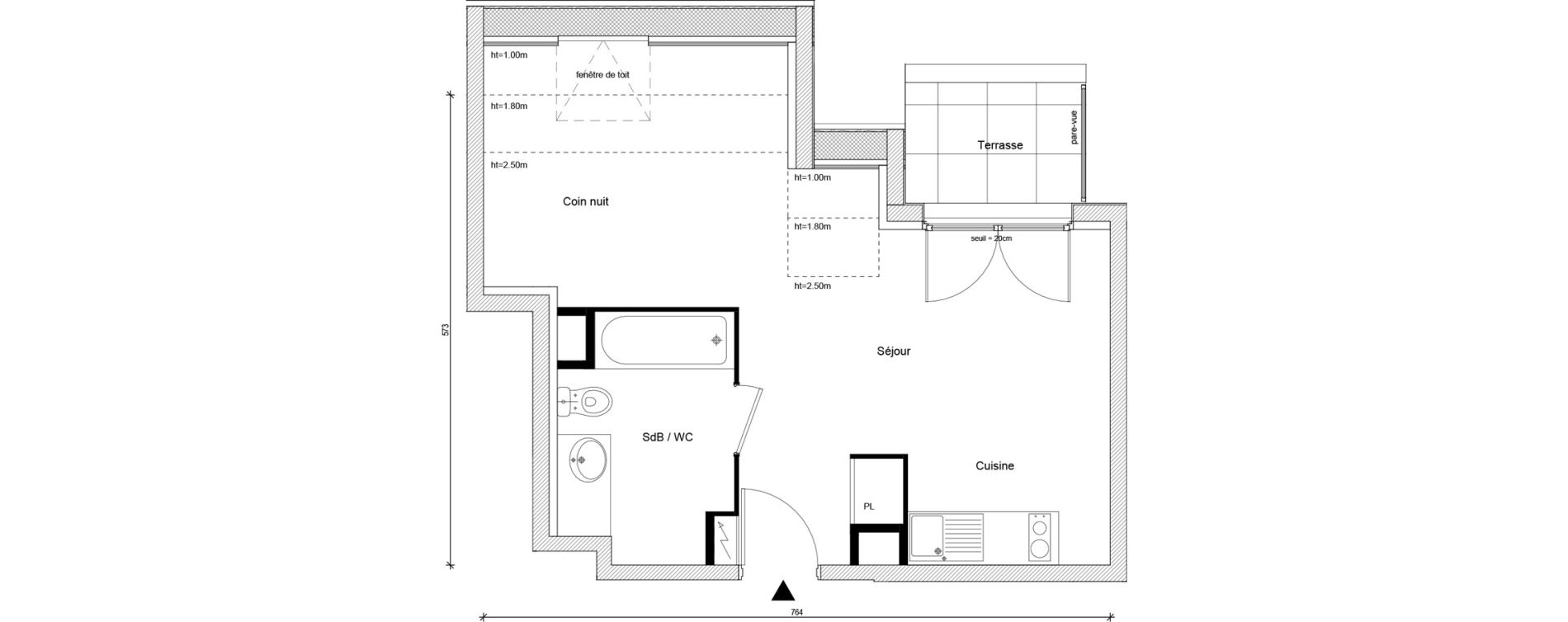 Appartement T1 bis de 32,96 m2 &agrave; Buchelay Centre