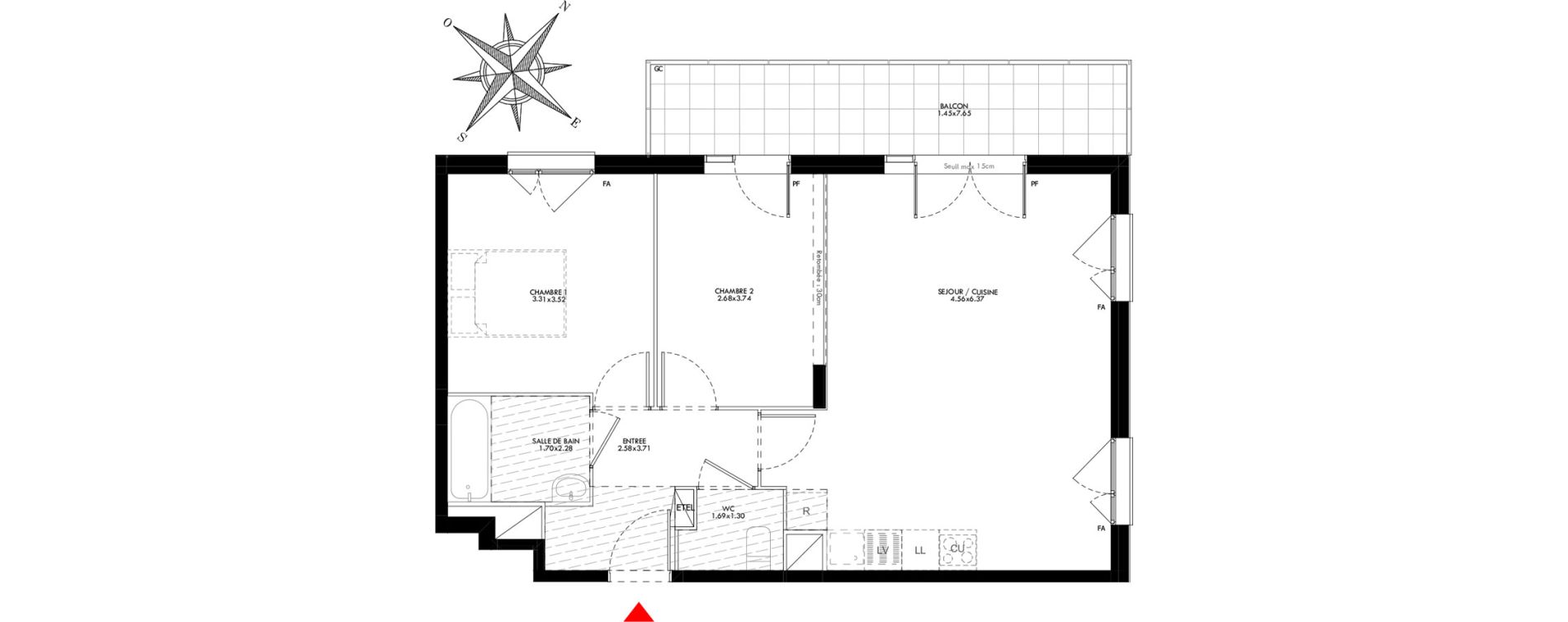 Appartement T3 de 64,30 m2 &agrave; Carri&egrave;res-Sous-Poissy Saint-louis