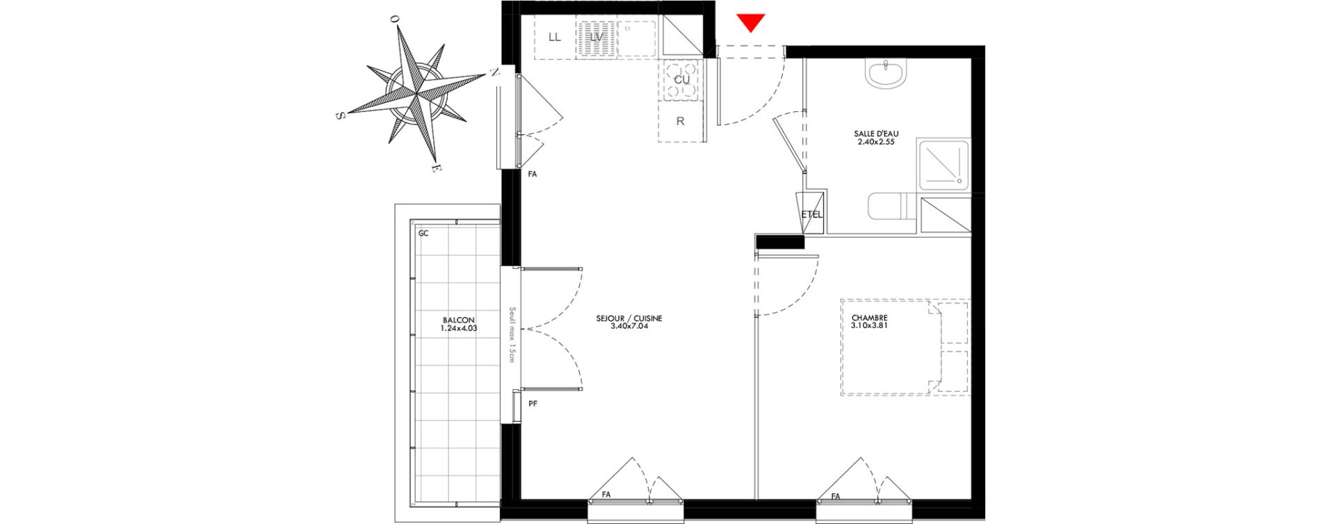 Appartement T2 de 41,91 m2 &agrave; Carri&egrave;res-Sous-Poissy Saint-louis