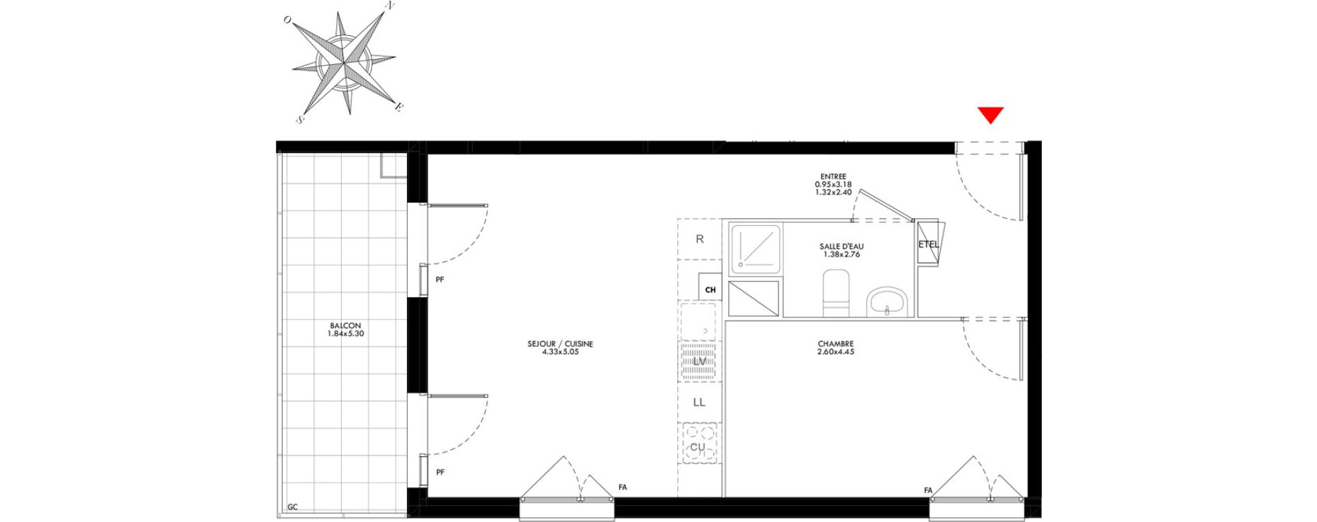 Appartement T2 de 43,19 m2 &agrave; Carri&egrave;res-Sous-Poissy Saint-louis