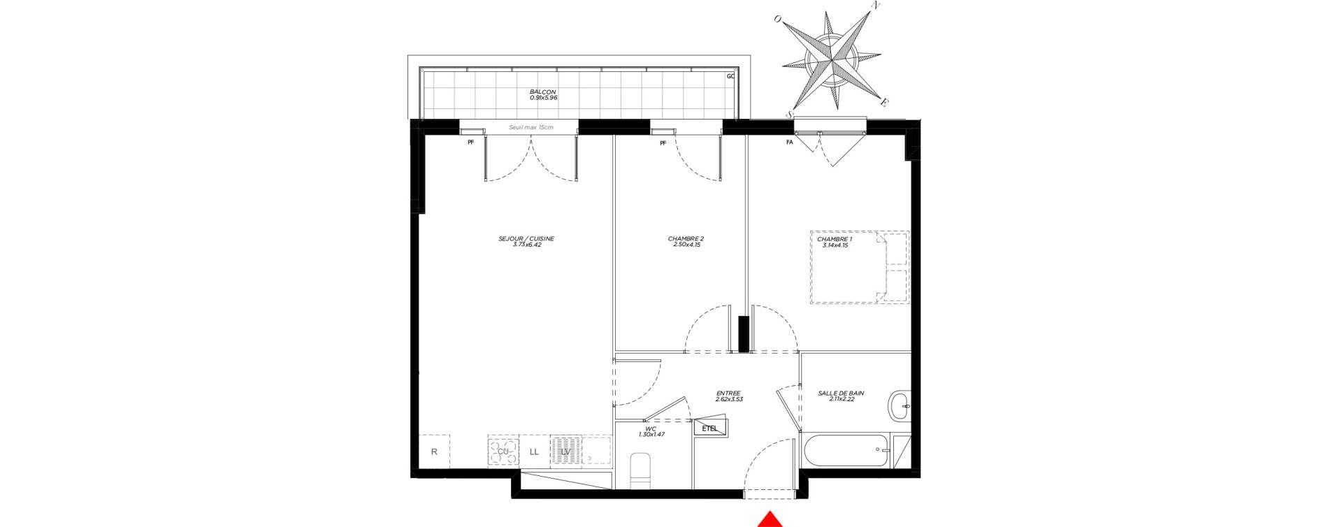 Appartement T3 de 60,29 m2 &agrave; Carri&egrave;res-Sous-Poissy Saint-louis