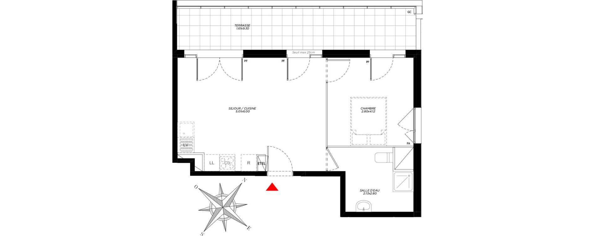 Appartement T2 de 42,67 m2 &agrave; Carri&egrave;res-Sous-Poissy Saint-louis