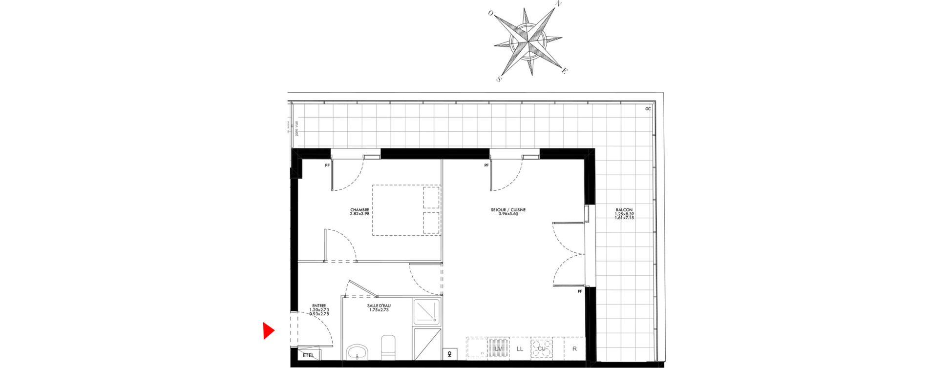 Appartement T2 de 42,98 m2 &agrave; Carri&egrave;res-Sous-Poissy Saint-louis