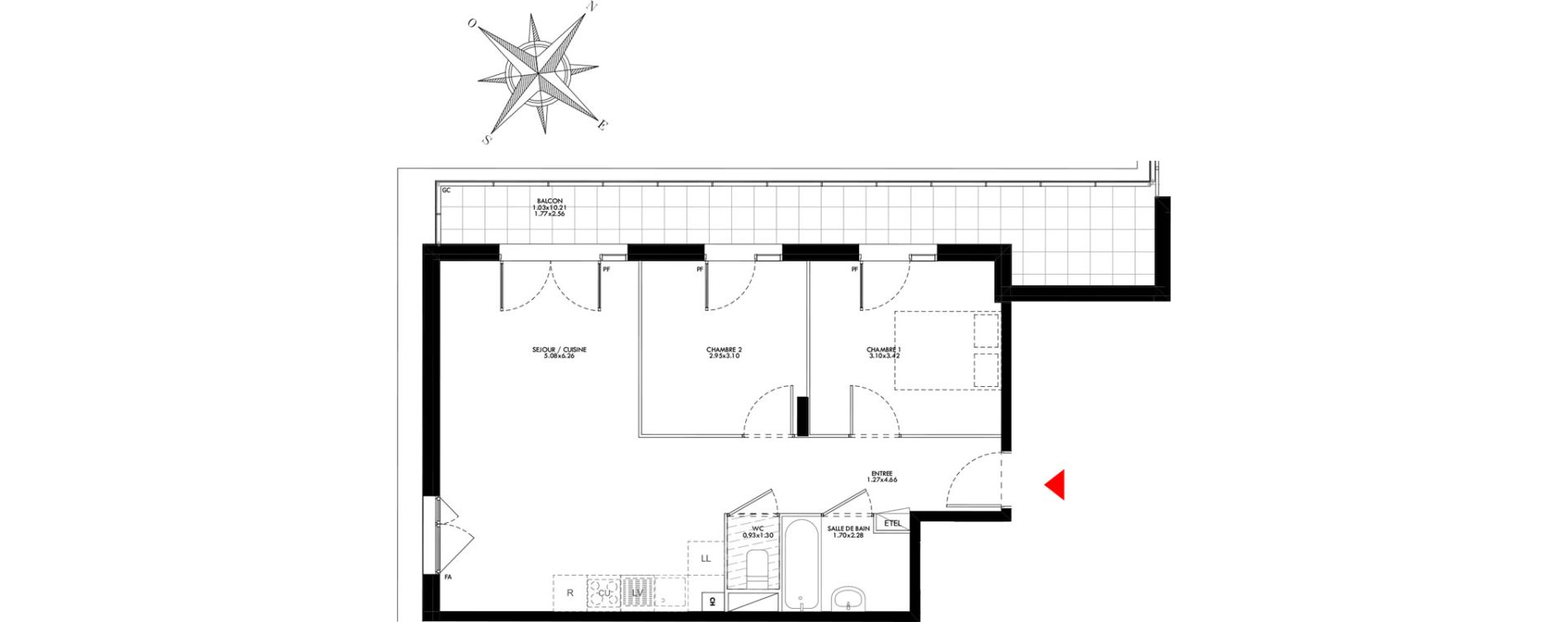 Appartement T3 de 58,07 m2 &agrave; Carri&egrave;res-Sous-Poissy Saint-louis