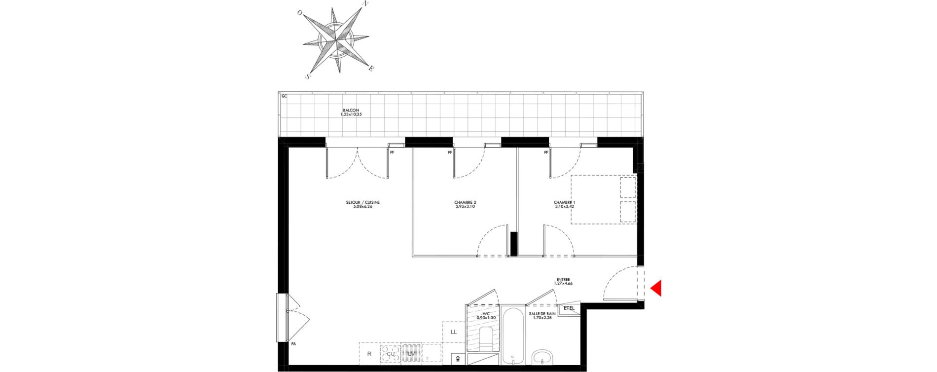 Appartement T3 de 58,07 m2 &agrave; Carri&egrave;res-Sous-Poissy Saint-louis