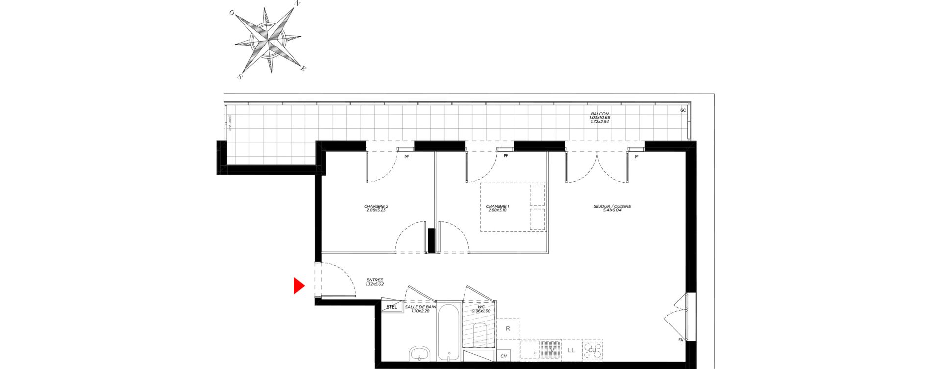 Appartement T3 de 58,29 m2 &agrave; Carri&egrave;res-Sous-Poissy Saint-louis