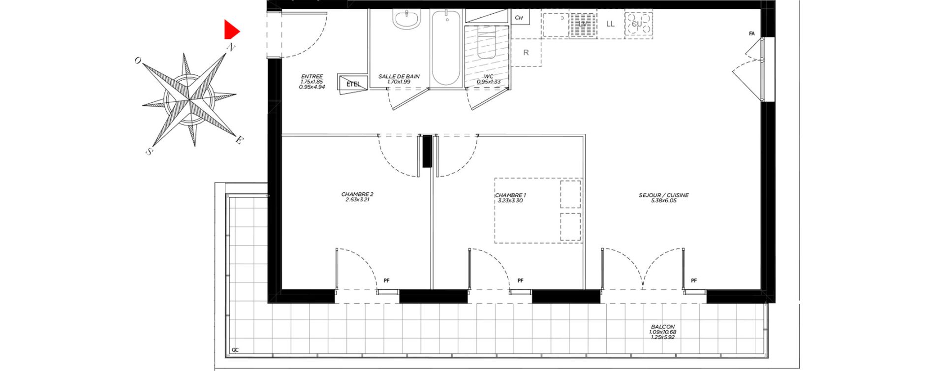 Appartement T3 de 60,67 m2 &agrave; Carri&egrave;res-Sous-Poissy Saint-louis