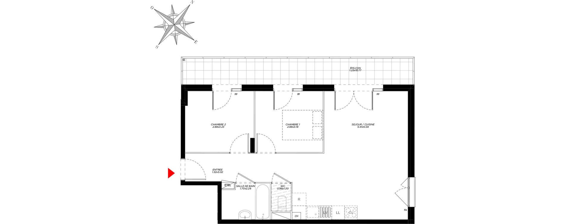 Appartement T3 de 58,29 m2 &agrave; Carri&egrave;res-Sous-Poissy Saint-louis