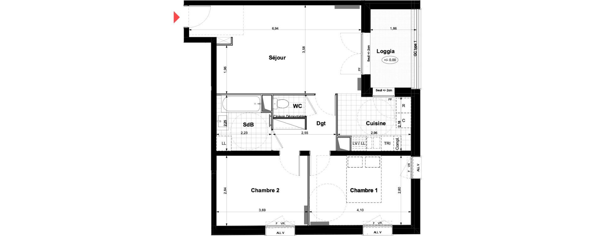 Appartement T3 de 60,58 m2 &agrave; Carri&egrave;res-Sous-Poissy Nouvelle centralit&eacute;