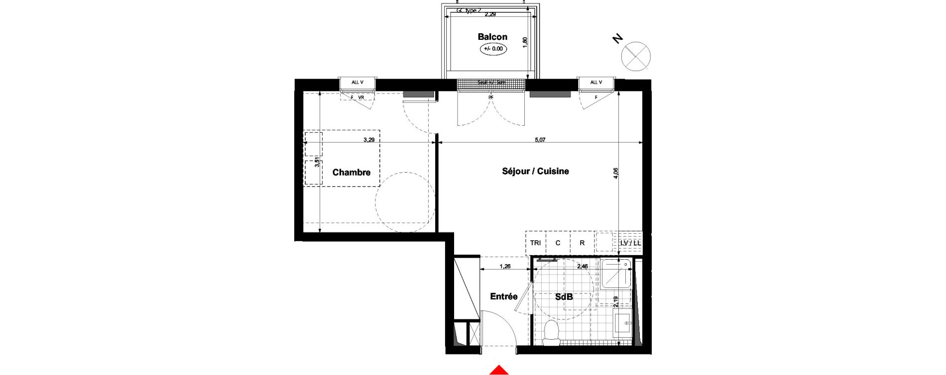 Appartement T2 de 41,13 m2 &agrave; Carri&egrave;res-Sous-Poissy Nouvelle centralit&eacute;