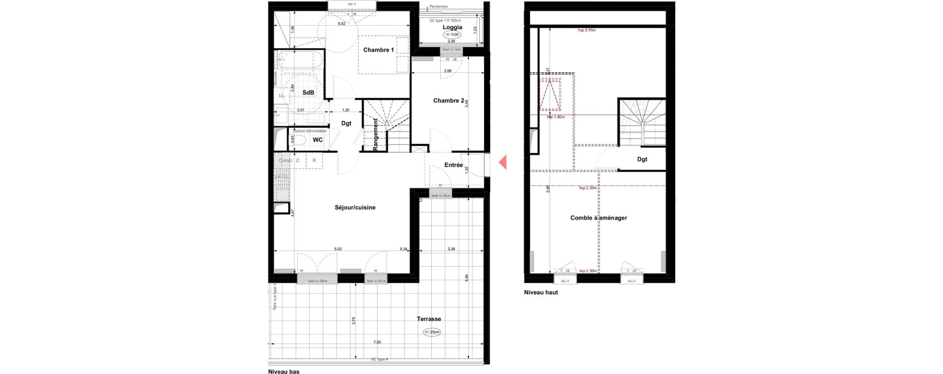 Duplex T5 de 83,55 m2 &agrave; Carri&egrave;res-Sous-Poissy Nouvelle centralit&eacute;