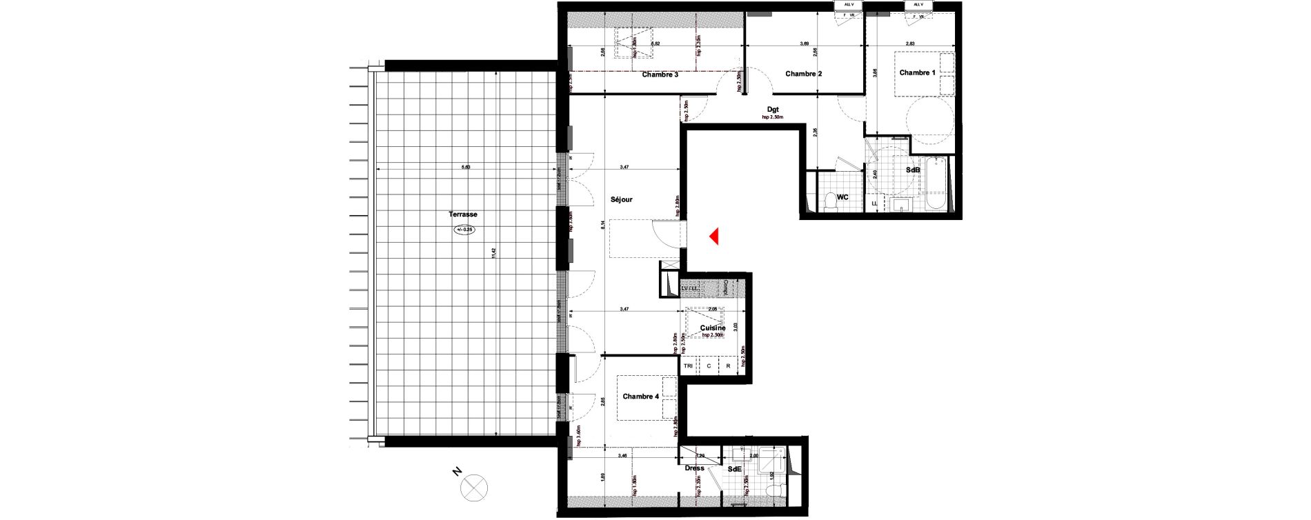 Appartement T5 de 99,57 m2 &agrave; Carri&egrave;res-Sous-Poissy Nouvelle centralit&eacute;