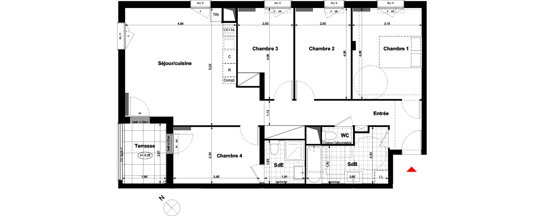 Appartement T5 de 90,41 m2 &agrave; Carri&egrave;res-Sous-Poissy Nouvelle centralit&eacute;