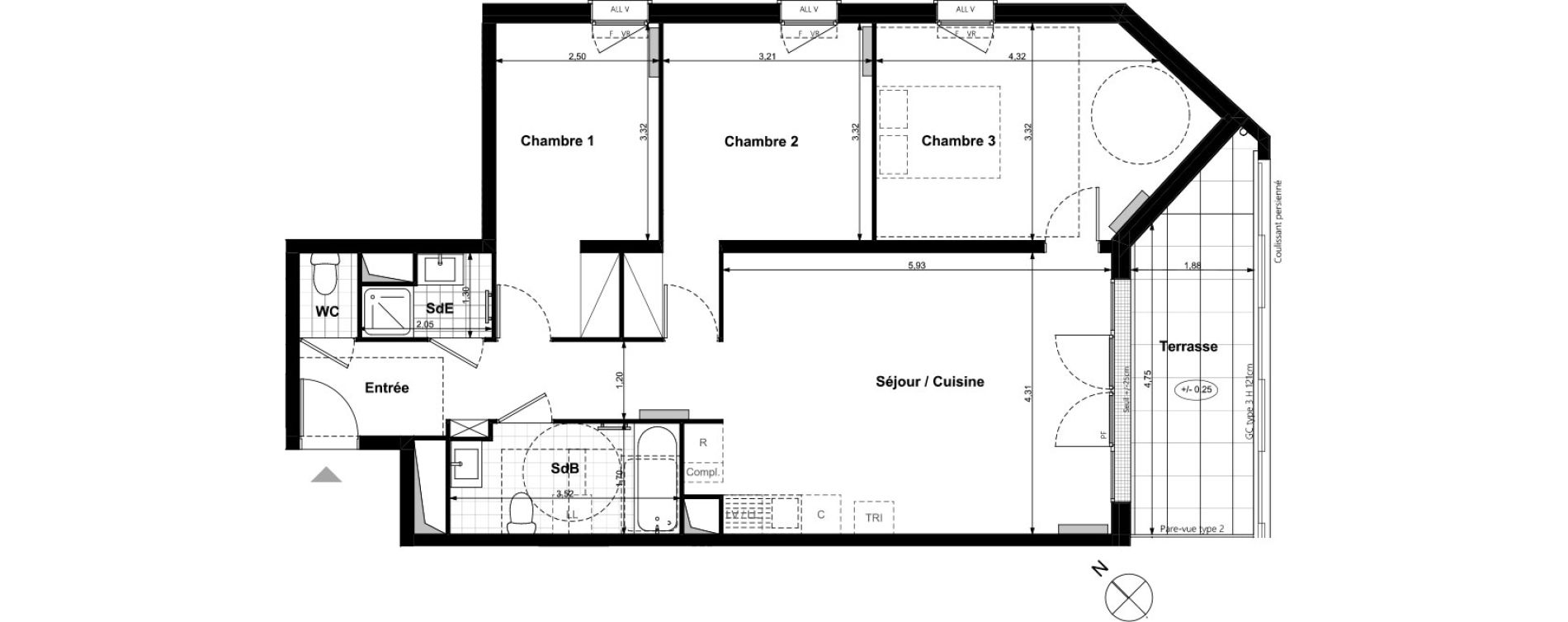 Appartement T4 de 82,17 m2 &agrave; Carri&egrave;res-Sous-Poissy Nouvelle centralit&eacute;