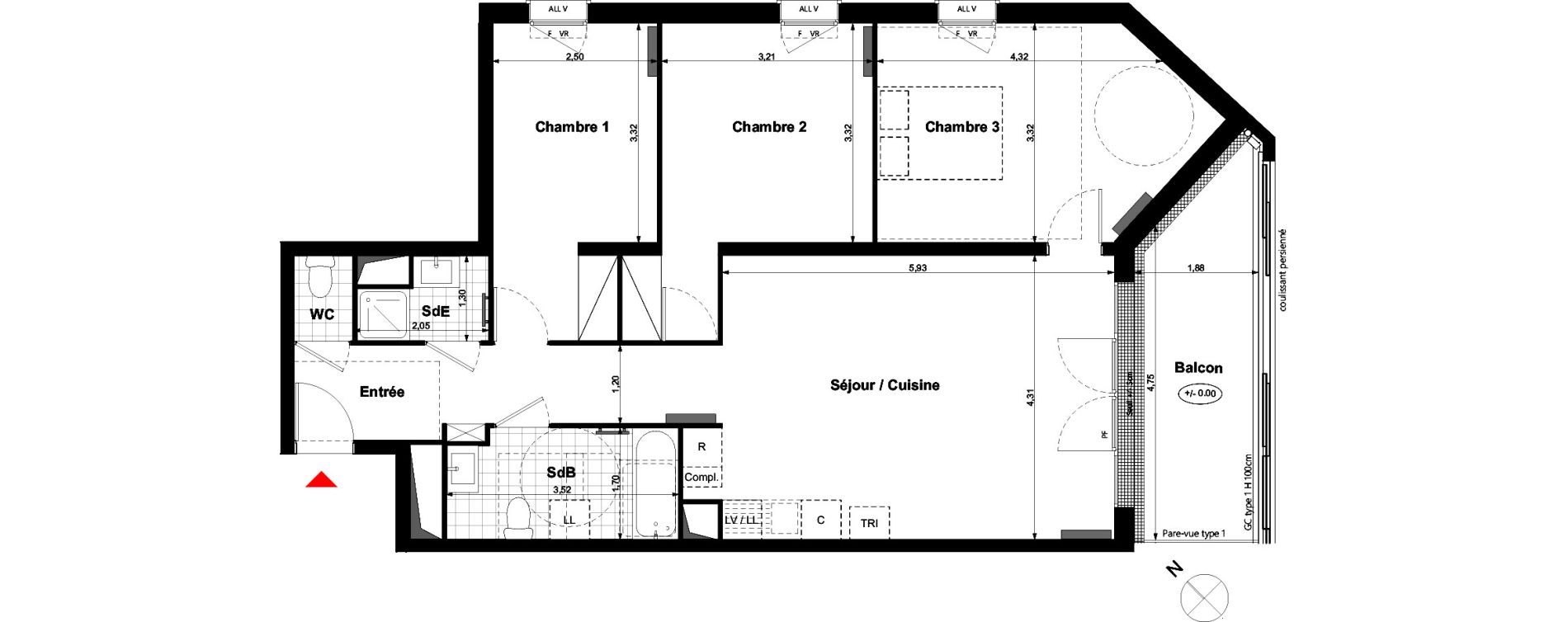 Appartement T4 de 82,17 m2 &agrave; Carri&egrave;res-Sous-Poissy Nouvelle centralit&eacute;