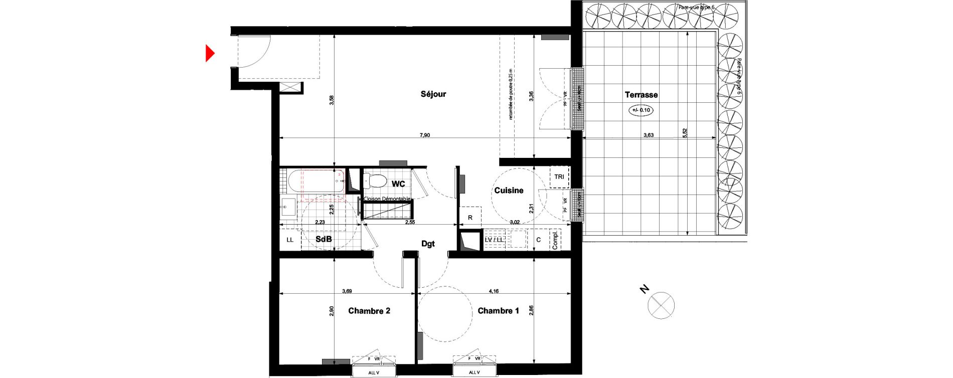 Appartement T3 de 68,53 m2 &agrave; Carri&egrave;res-Sous-Poissy Nouvelle centralit&eacute;