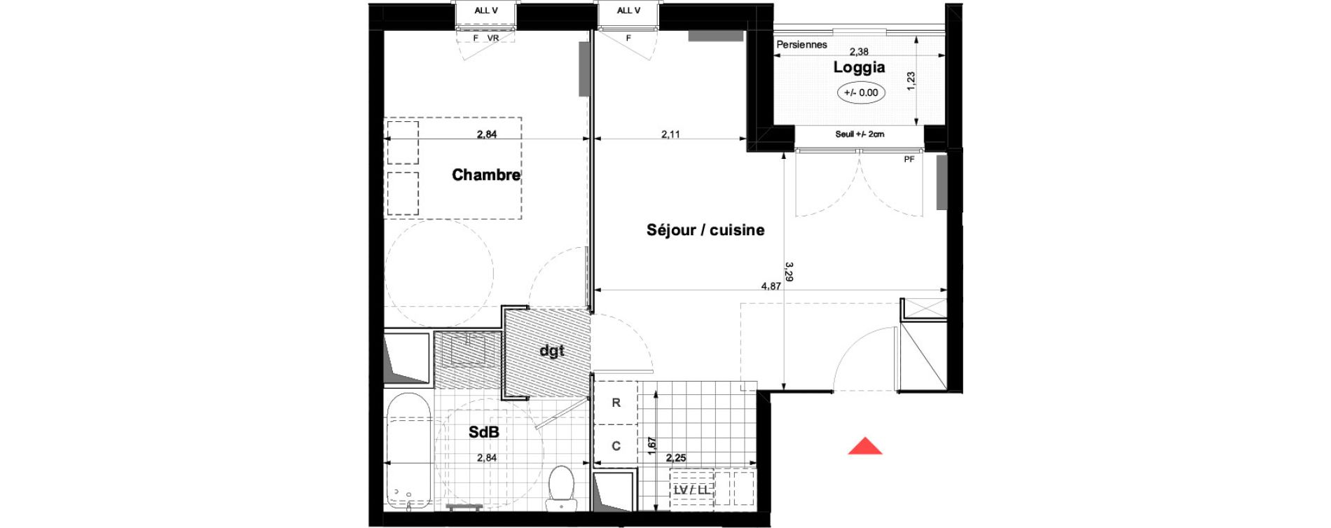 Appartement T2 de 40,79 m2 &agrave; Carri&egrave;res-Sous-Poissy Nouvelle centralit&eacute;