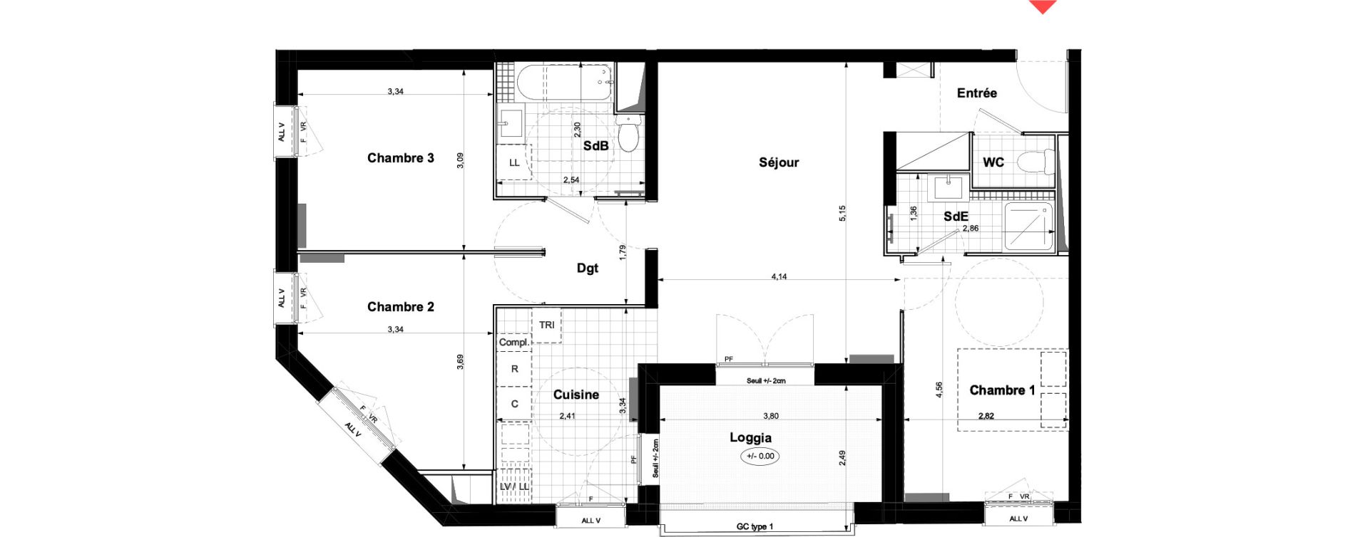 Appartement T4 de 79,91 m2 &agrave; Carri&egrave;res-Sous-Poissy Nouvelle centralit&eacute;