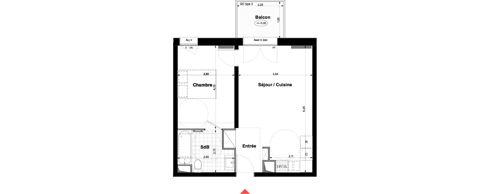 Appartement T2 de 39,46 m2 &agrave; Carri&egrave;res-Sous-Poissy Nouvelle centralit&eacute;