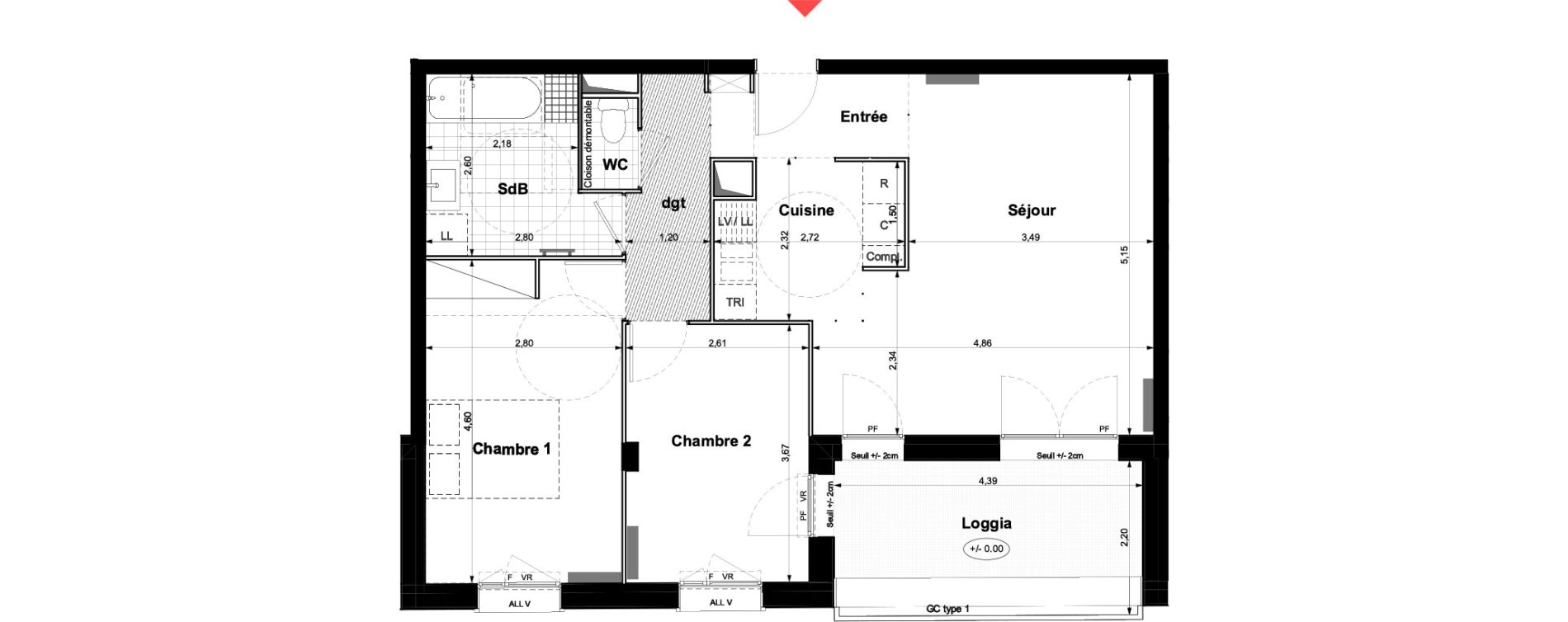 Appartement T3 de 62,77 m2 &agrave; Carri&egrave;res-Sous-Poissy Nouvelle centralit&eacute;
