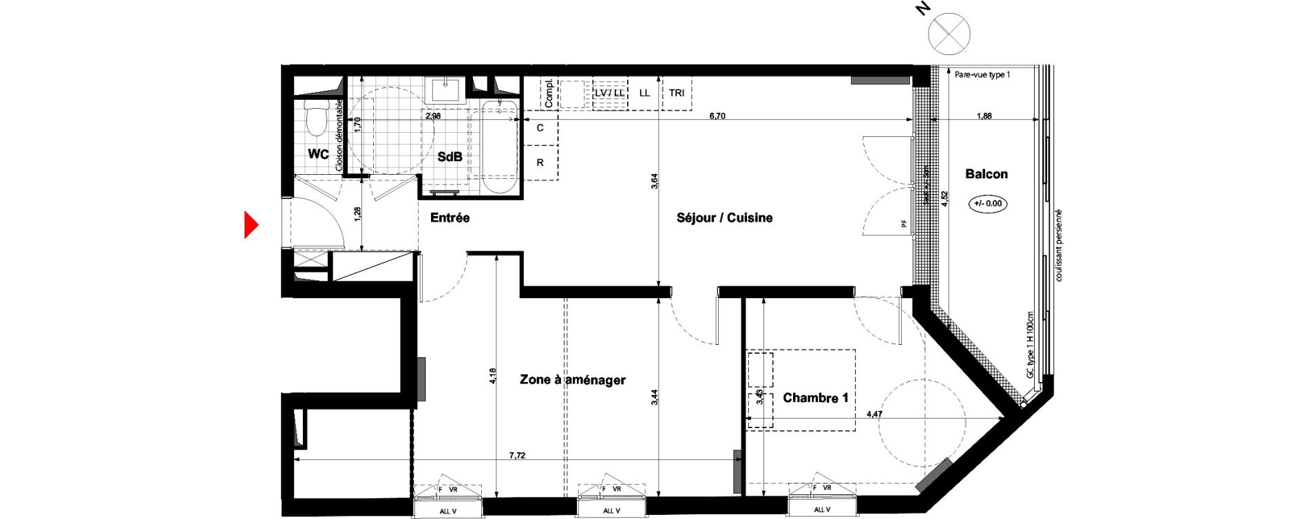 Appartement T4 de 71,97 m2 &agrave; Carri&egrave;res-Sous-Poissy Nouvelle centralit&eacute;