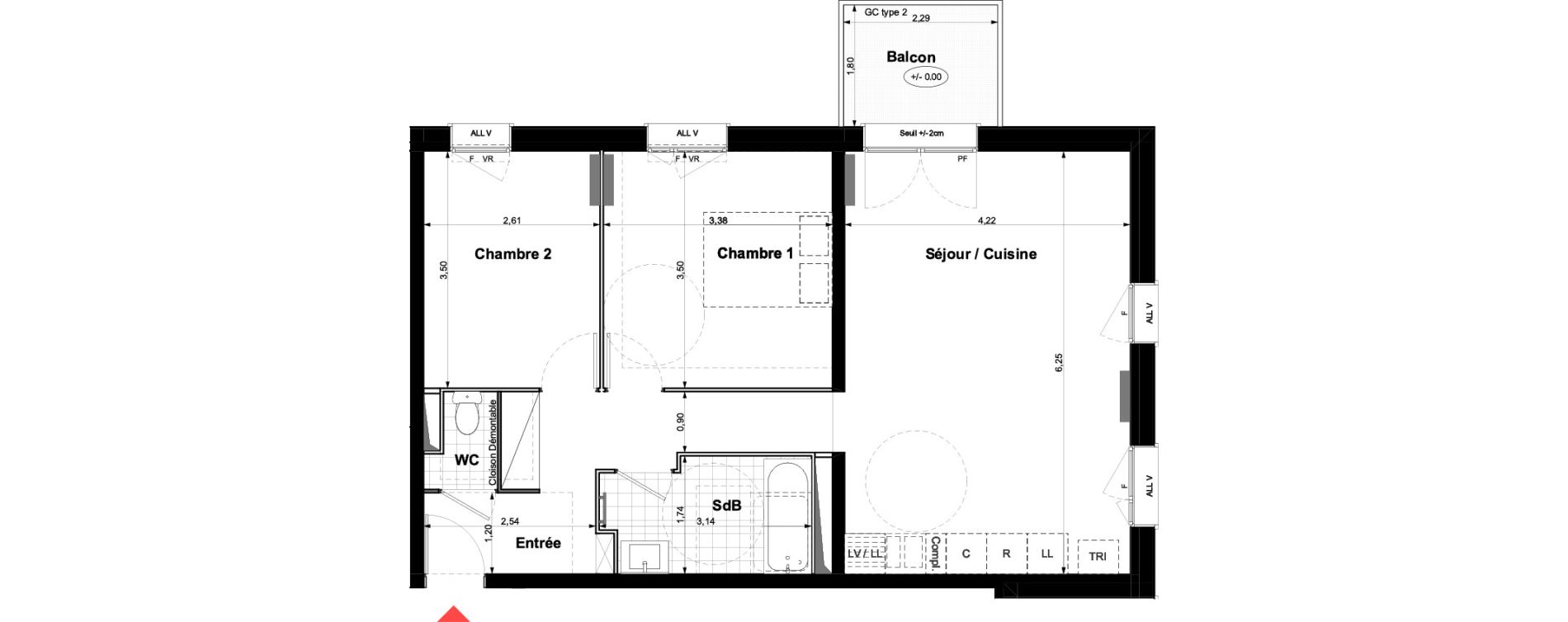 Appartement T3 de 62,37 m2 &agrave; Carri&egrave;res-Sous-Poissy Nouvelle centralit&eacute;