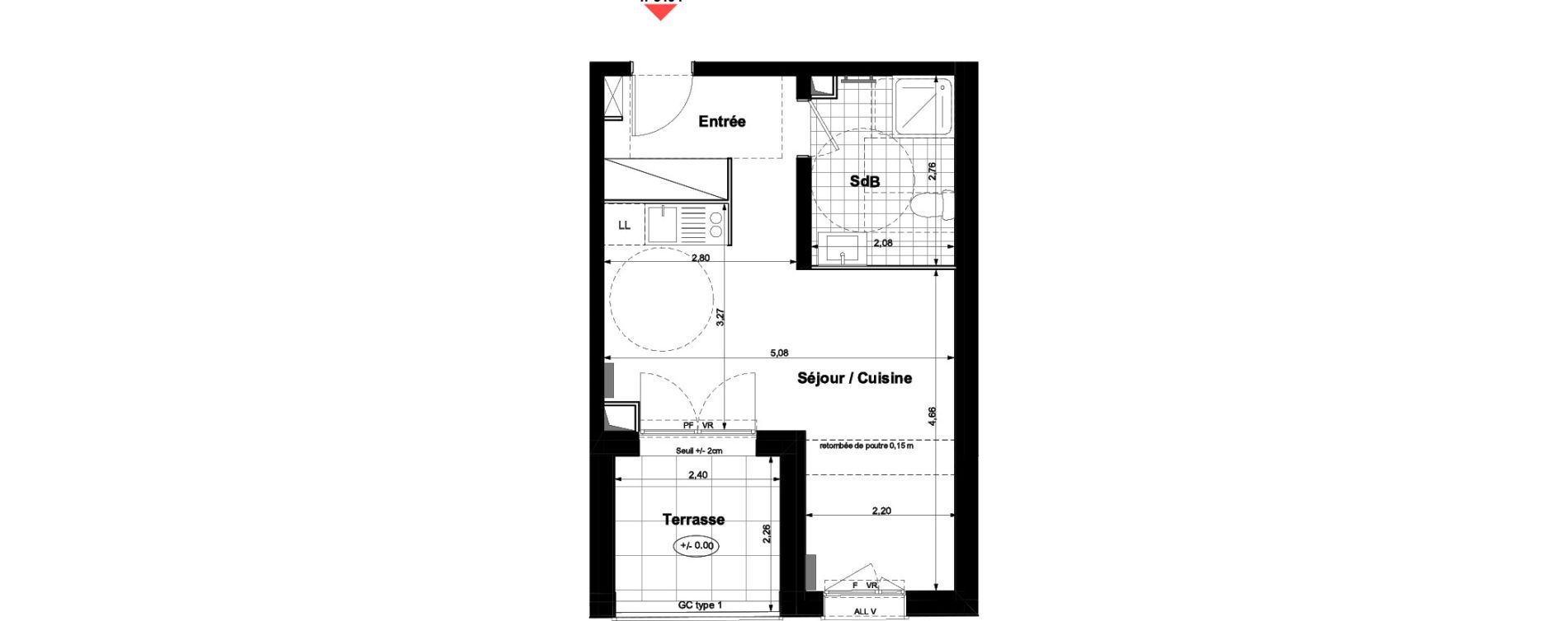 Appartement T1 de 29,81 m2 &agrave; Carri&egrave;res-Sous-Poissy Nouvelle centralit&eacute;