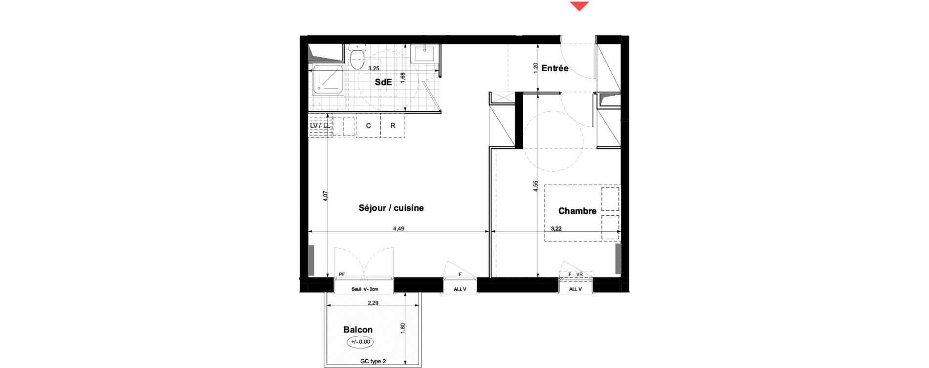 Appartement T2 de 43,37 m2 &agrave; Carri&egrave;res-Sous-Poissy Nouvelle centralit&eacute;