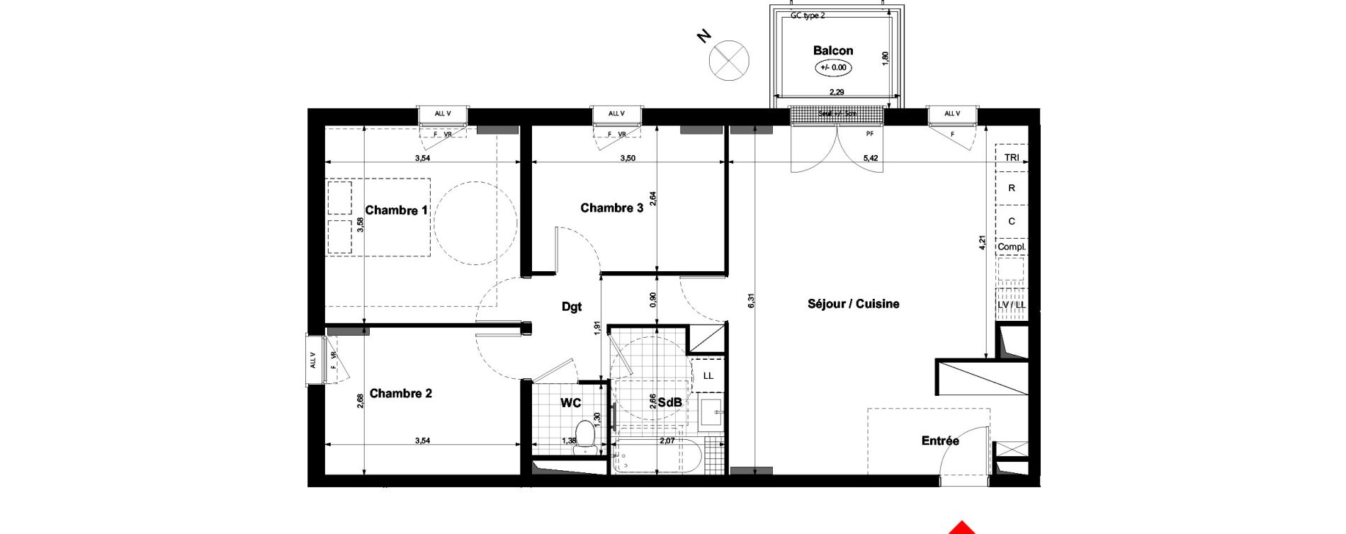 Appartement T4 de 76,49 m2 &agrave; Carri&egrave;res-Sous-Poissy Nouvelle centralit&eacute;