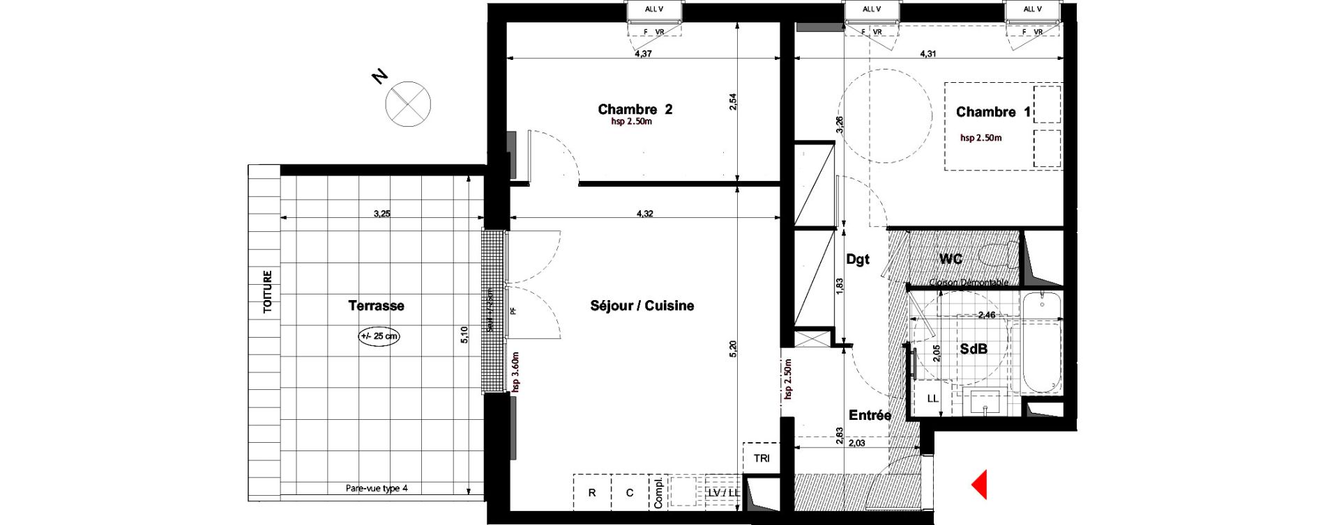 Appartement T3 de 61,98 m2 &agrave; Carri&egrave;res-Sous-Poissy Nouvelle centralit&eacute;
