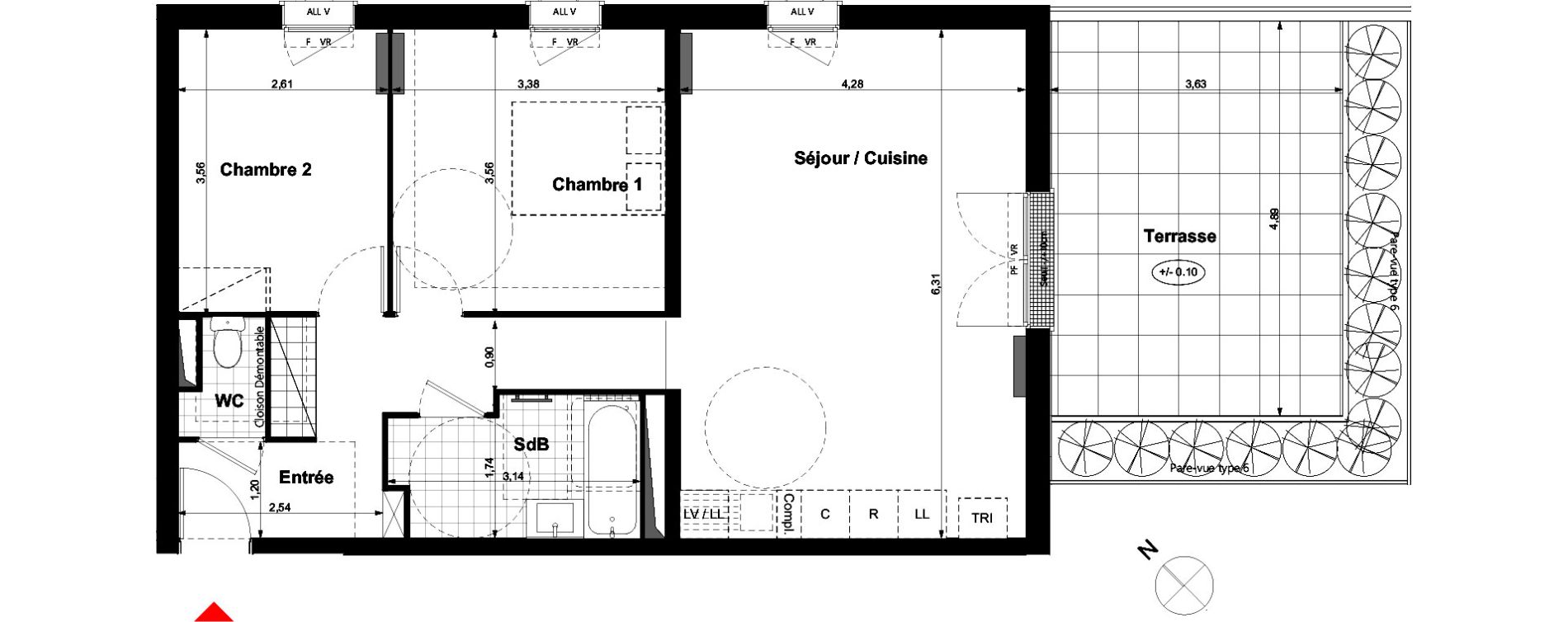 Appartement T3 de 63,34 m2 &agrave; Carri&egrave;res-Sous-Poissy Nouvelle centralit&eacute;