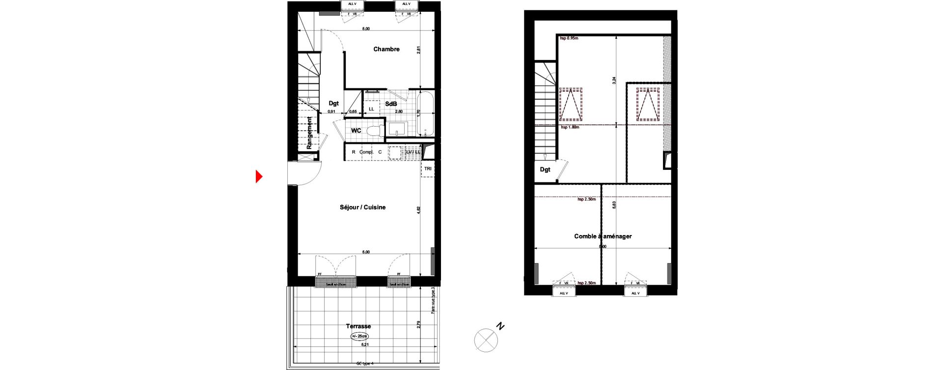 Duplex T4 de 72,10 m2 &agrave; Carri&egrave;res-Sous-Poissy Nouvelle centralit&eacute;
