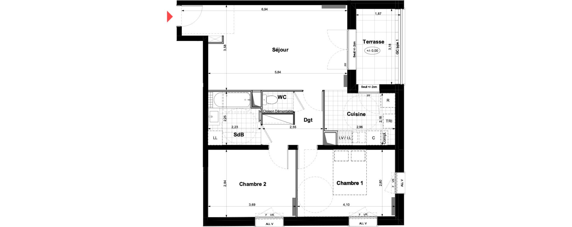 Appartement T3 de 60,58 m2 &agrave; Carri&egrave;res-Sous-Poissy Nouvelle centralit&eacute;
