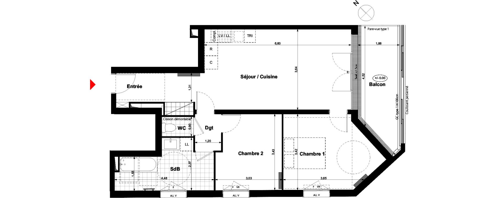 Appartement T3 de 64,34 m2 &agrave; Carri&egrave;res-Sous-Poissy Nouvelle centralit&eacute;