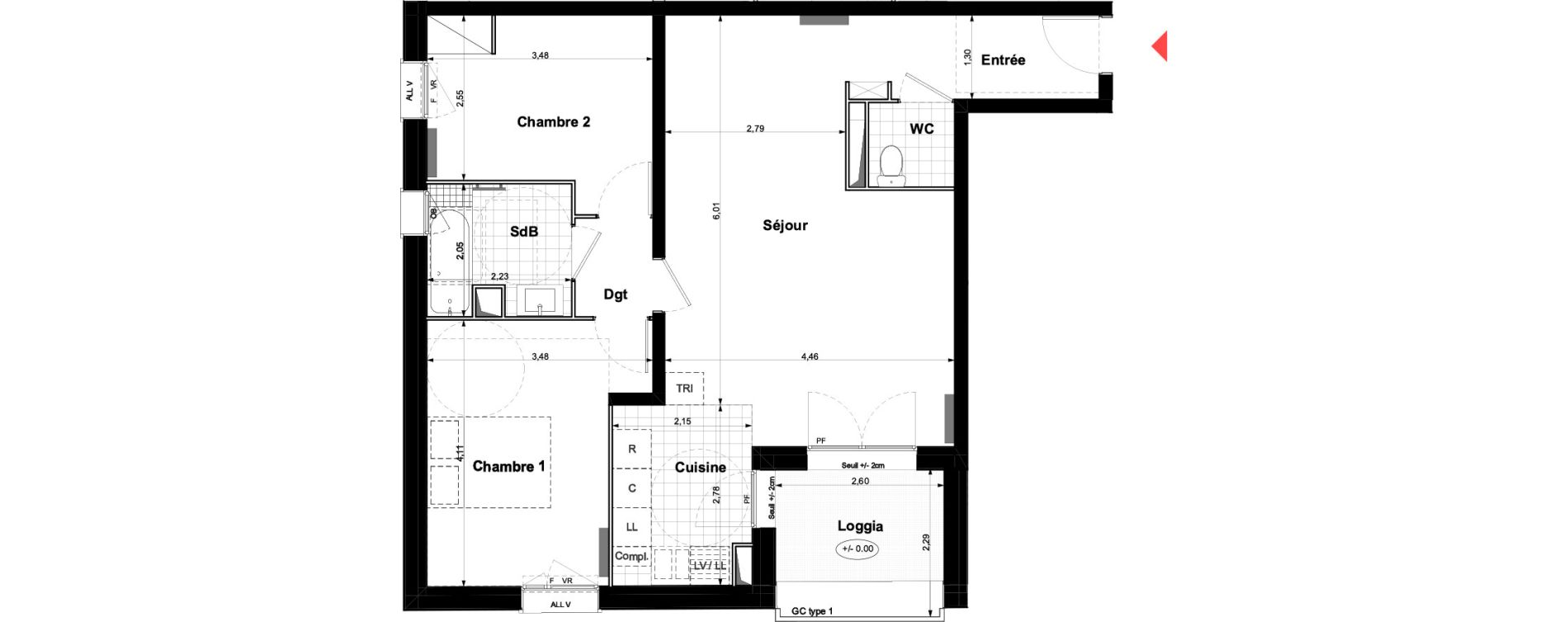 Appartement T3 de 64,41 m2 &agrave; Carri&egrave;res-Sous-Poissy Nouvelle centralit&eacute;