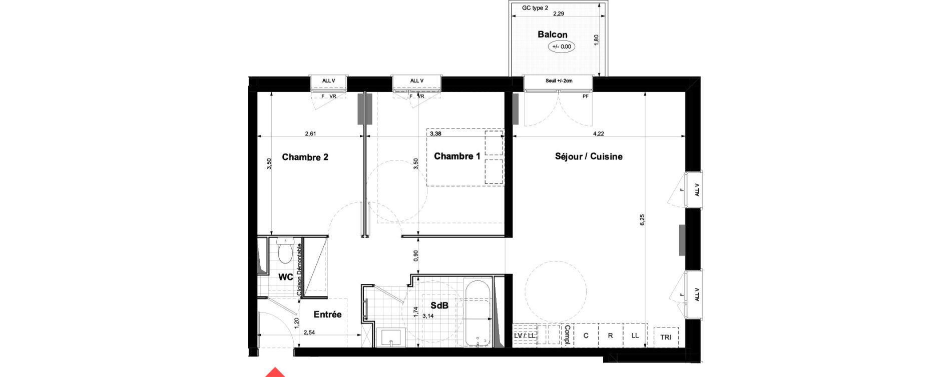 Appartement T3 de 62,37 m2 &agrave; Carri&egrave;res-Sous-Poissy Nouvelle centralit&eacute;