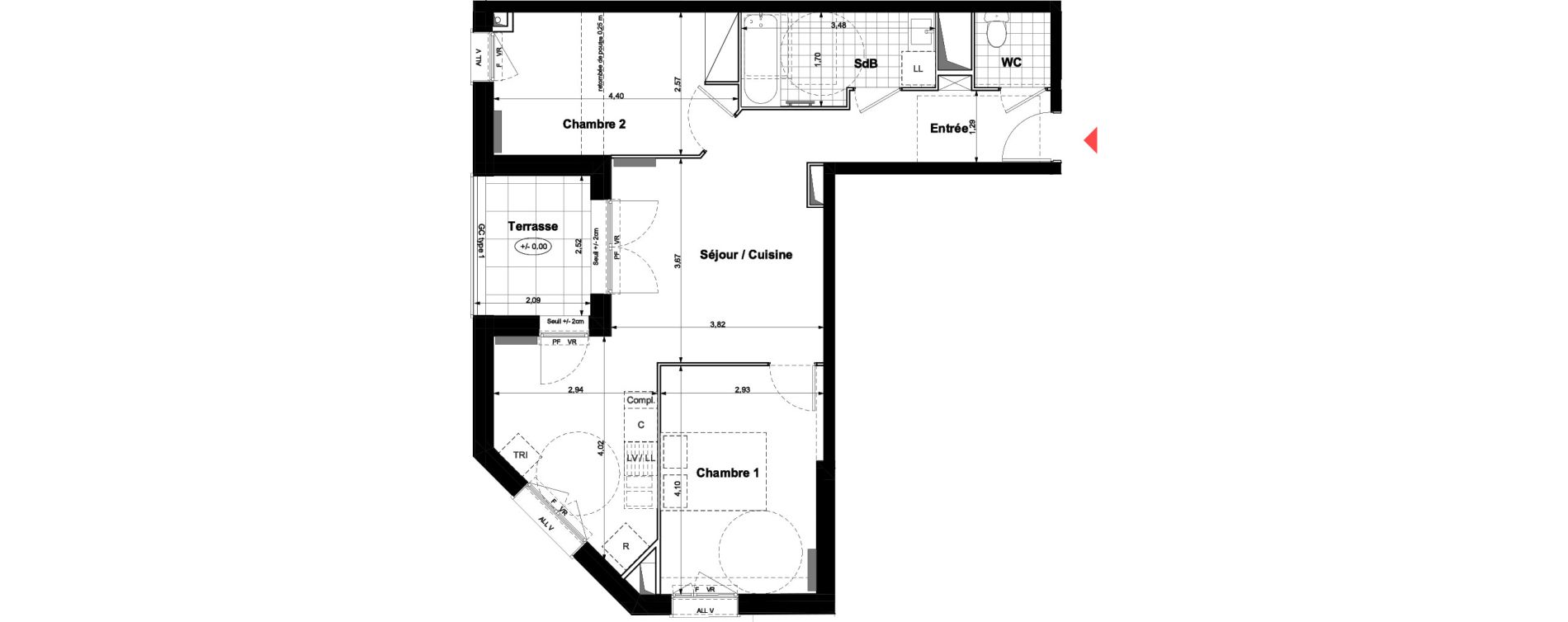Appartement T3 de 59,67 m2 &agrave; Carri&egrave;res-Sous-Poissy Nouvelle centralit&eacute;