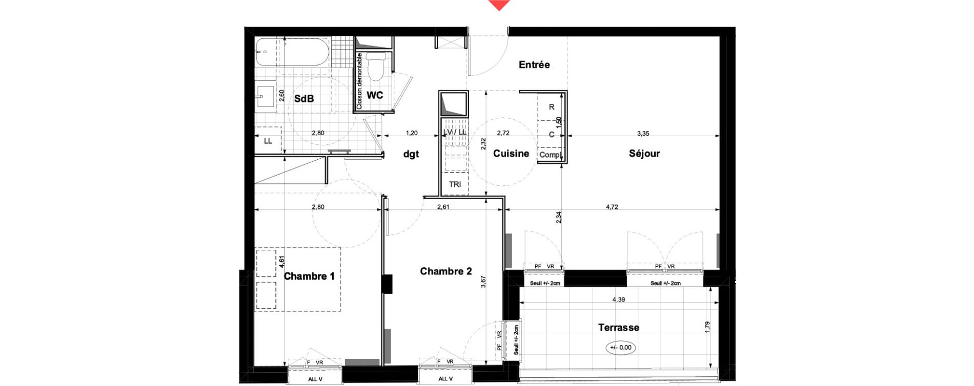 Appartement T3 de 62,04 m2 &agrave; Carri&egrave;res-Sous-Poissy Nouvelle centralit&eacute;