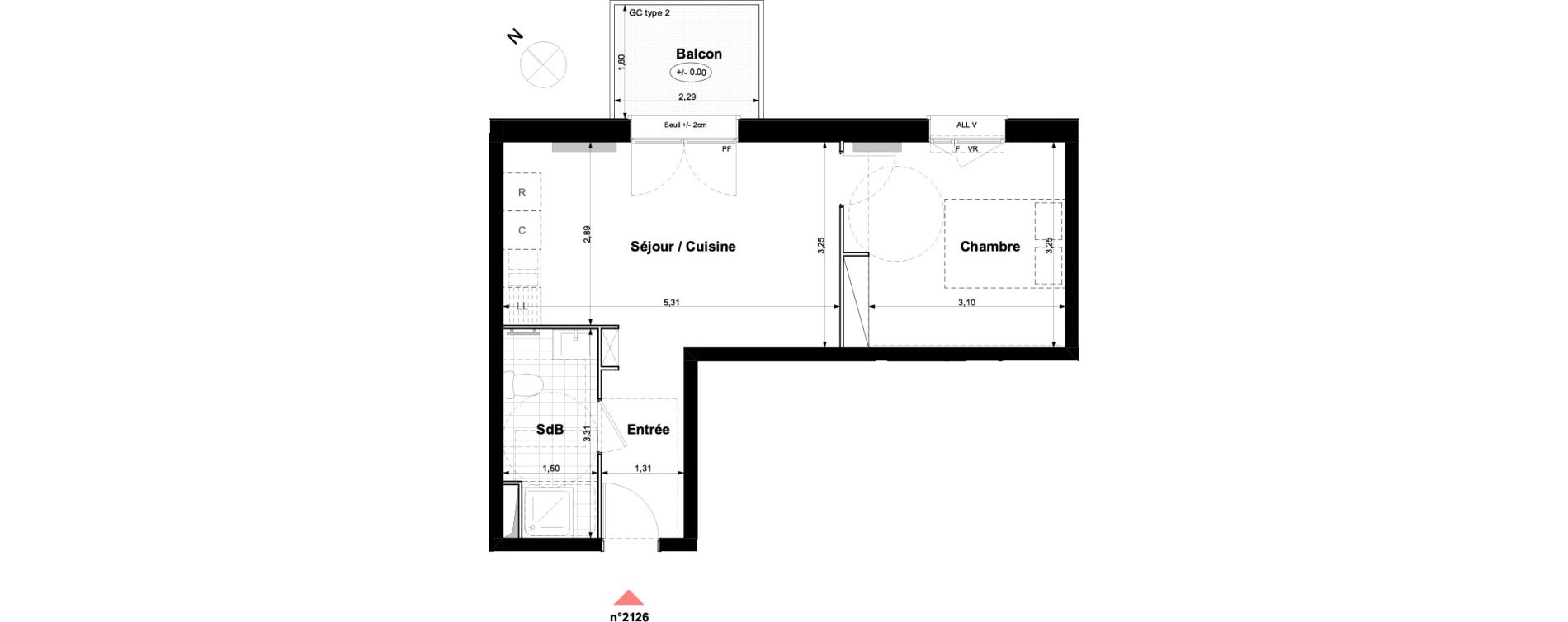 Appartement T2 de 36,44 m2 &agrave; Carri&egrave;res-Sous-Poissy Nouvelle centralit&eacute;