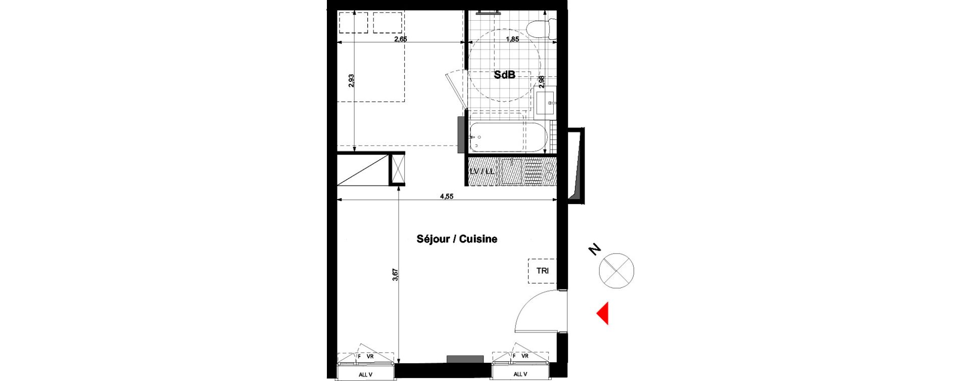 Appartement T1 de 32,57 m2 &agrave; Carri&egrave;res-Sous-Poissy Nouvelle centralit&eacute;