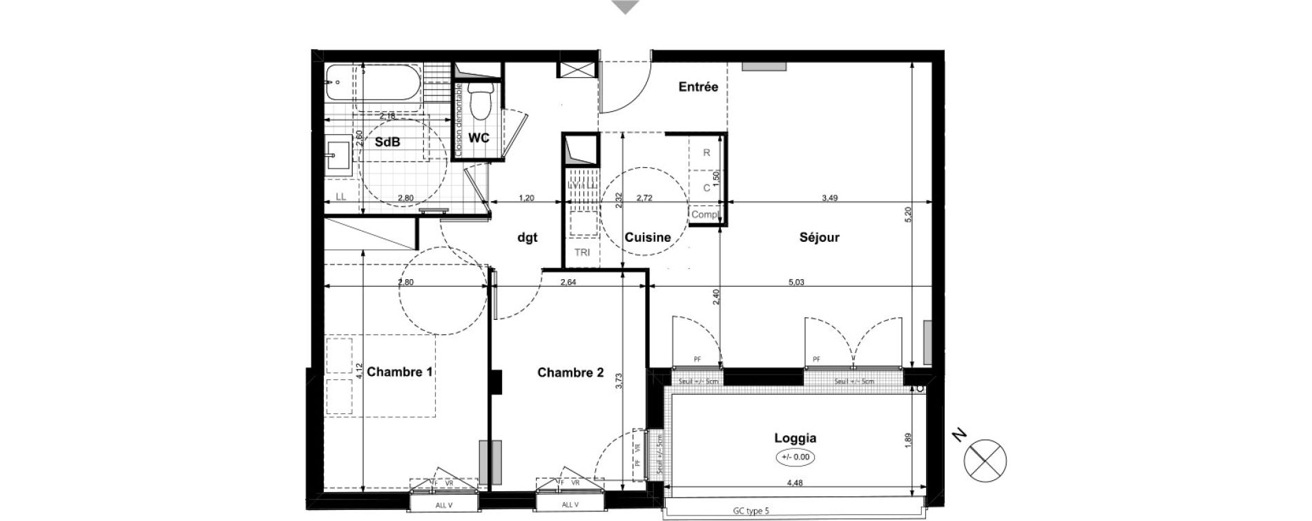 Appartement T3 de 63,45 m2 &agrave; Carri&egrave;res-Sous-Poissy Nouvelle centralit&eacute;