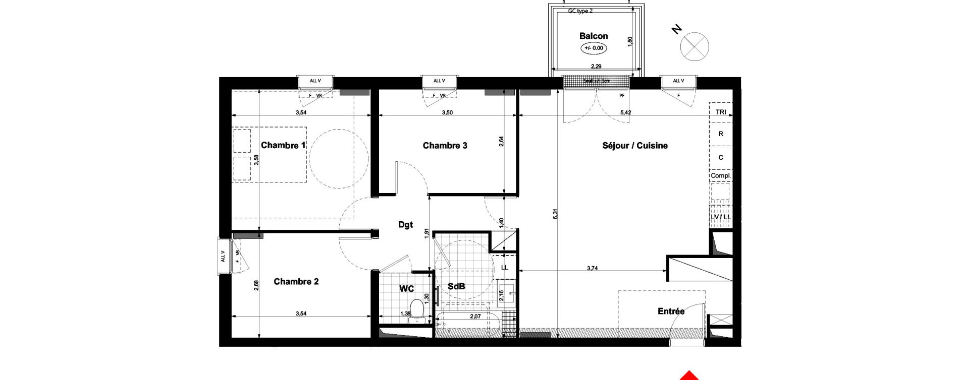 Appartement T4 de 76,49 m2 &agrave; Carri&egrave;res-Sous-Poissy Nouvelle centralit&eacute;