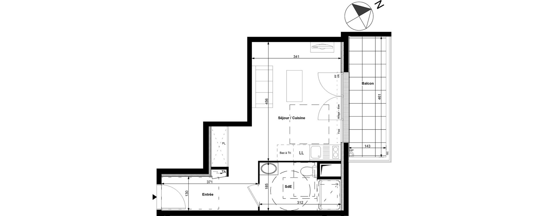 Appartement T1 de 28,50 m2 &agrave; Carri&egrave;res-Sous-Poissy Centre