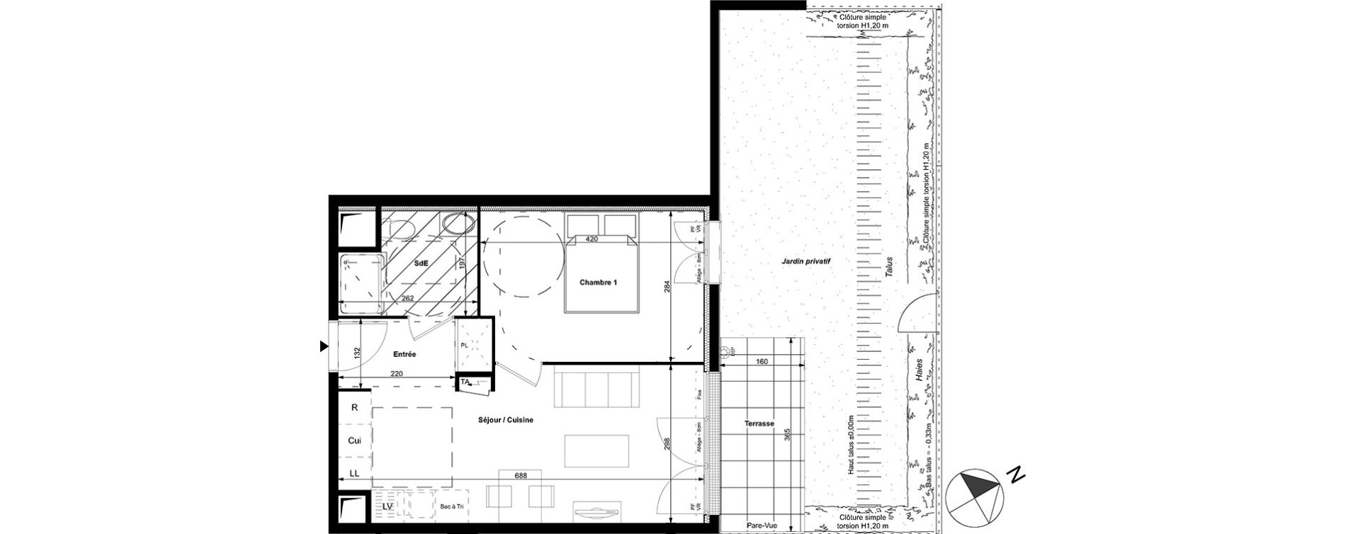 Appartement T2 de 38,60 m2 &agrave; Carri&egrave;res-Sous-Poissy Centre
