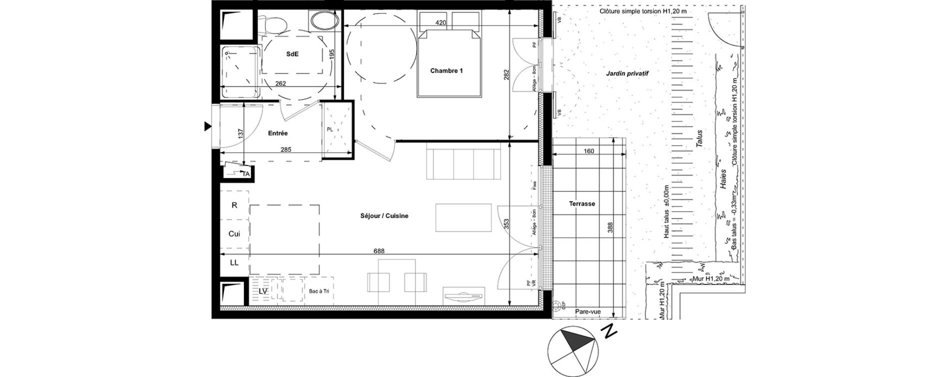 Appartement T2 de 42,20 m2 &agrave; Carri&egrave;res-Sous-Poissy Centre