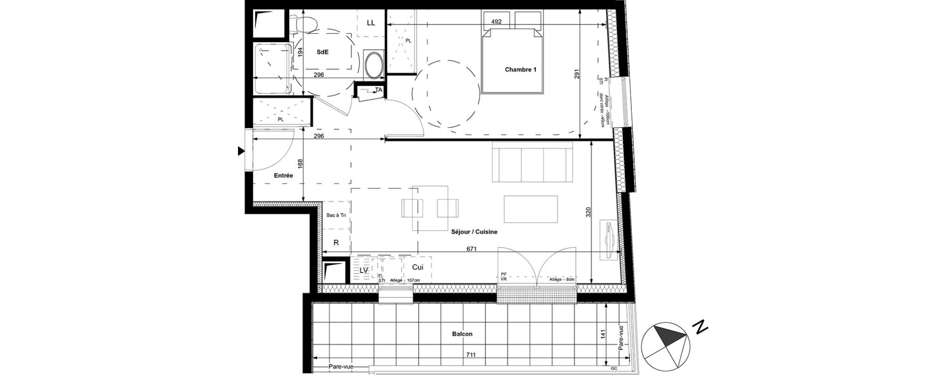 Appartement T2 de 45,25 m2 &agrave; Carri&egrave;res-Sous-Poissy Centre