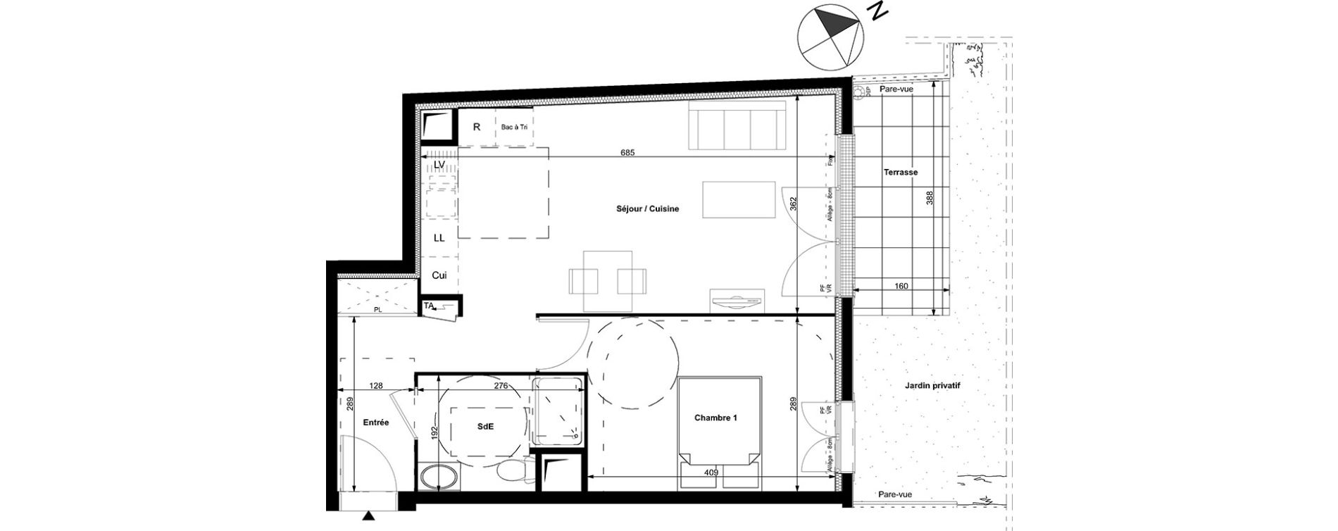 Appartement T2 de 47,10 m2 &agrave; Carri&egrave;res-Sous-Poissy Centre